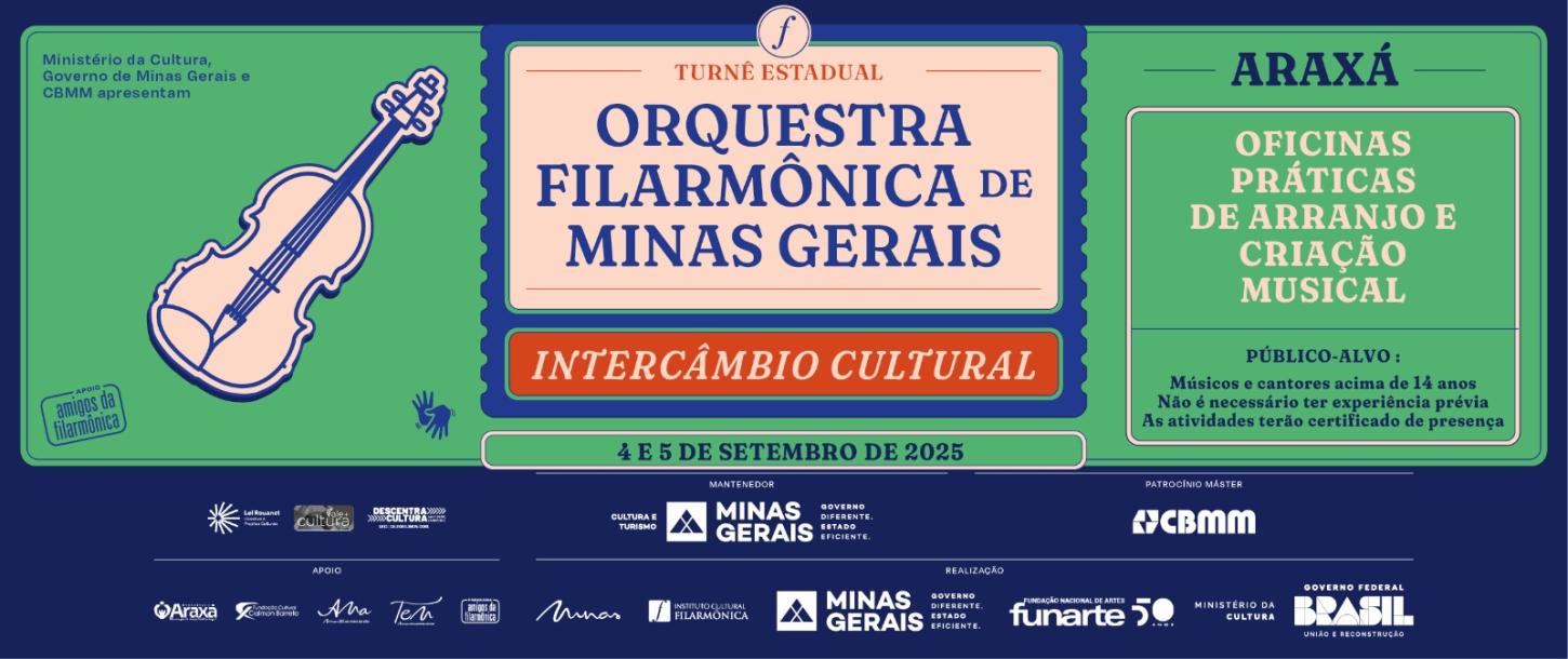 Intercâmbio Cultural da Filarmônica de Minas Gerais chega a Araxá com três dias de oficinas