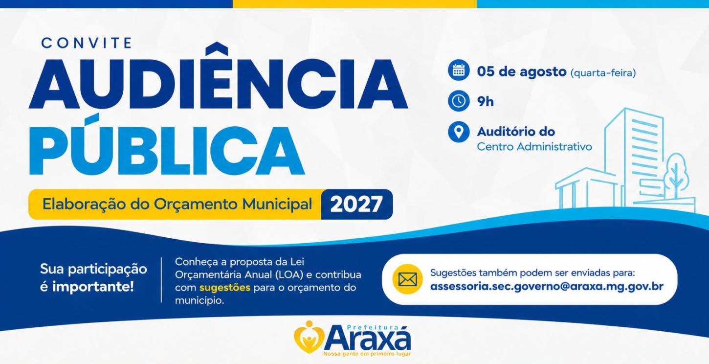 Prefeitura convida população para participar de audiência pública sobre o orçamento de 2027