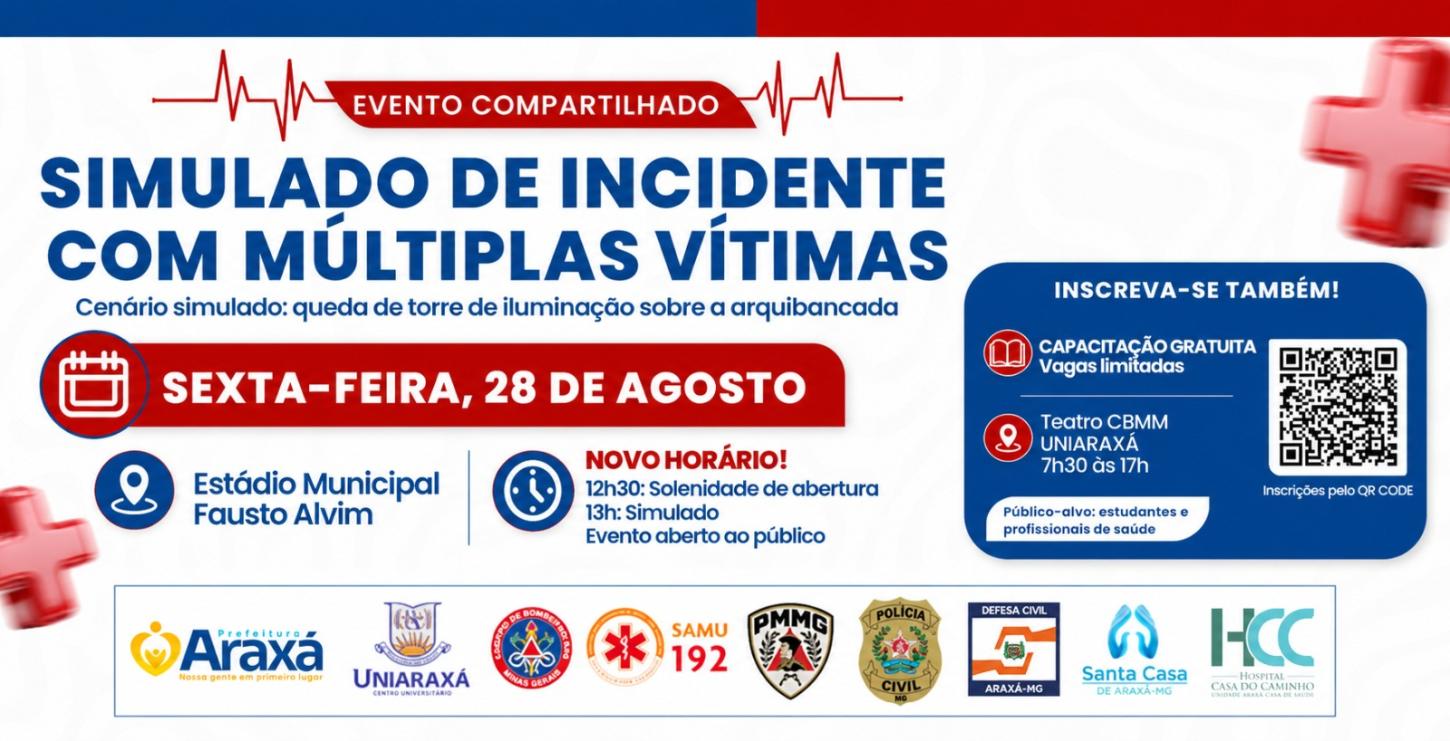 Araxá realiza simulado de incidente com múltiplas vítimas na próxima sexta (28)