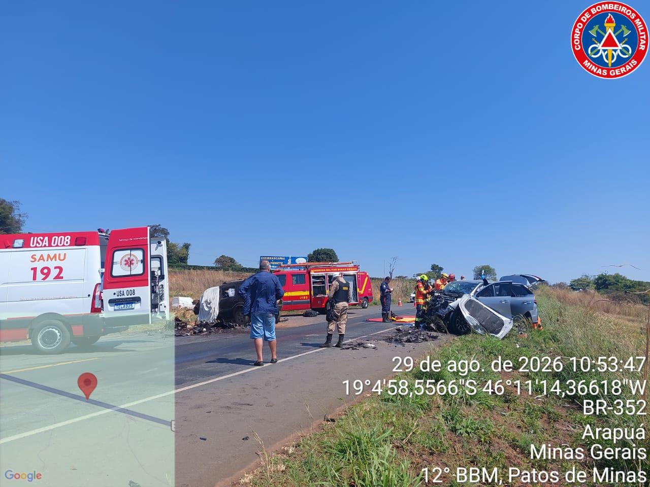 Uma pessoa morre e duas ficam feridas em grave acidente na BR-354,