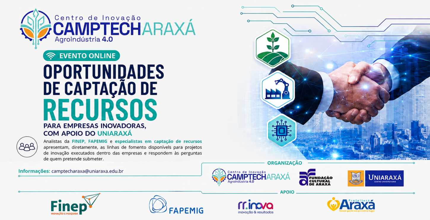 Camptech Araxá promove evento online e gratuito sobre captação de recursos para empresas inovadoras