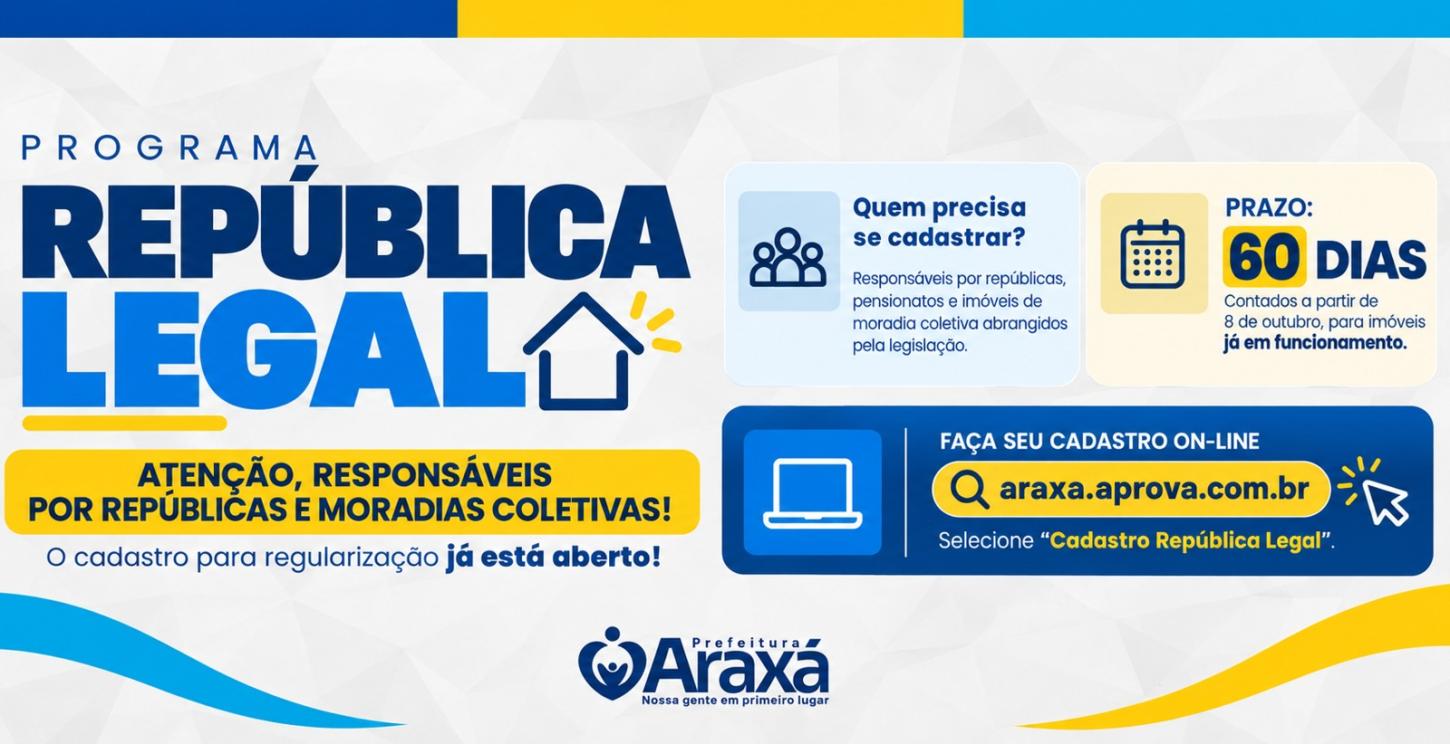 Responsáveis por repúblicas e moradias coletivas em Araxá têm 60 dias para solicitar regularização