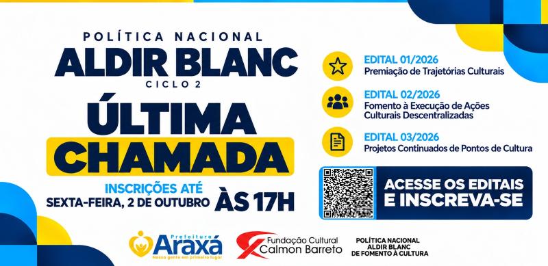 Última chamada: inscrições para editais da Política Nacional Aldir Blanc terminam nesta sexta-feira (2)
