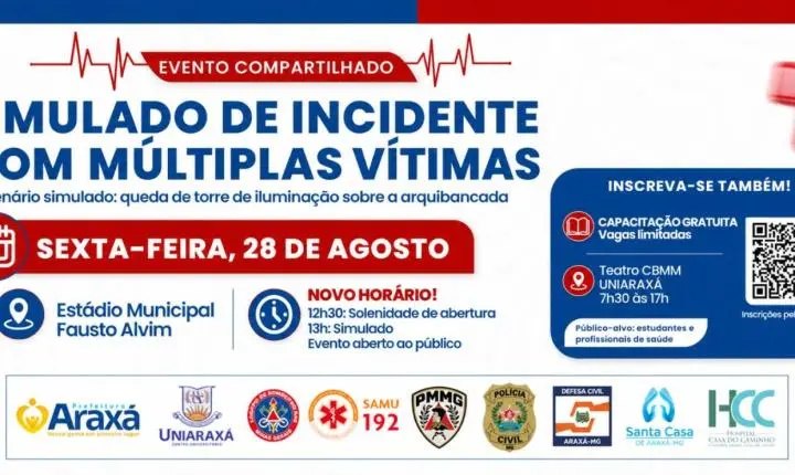 Araxá realiza simulado de incidente com múltiplas vítimas na próxima sexta (28)