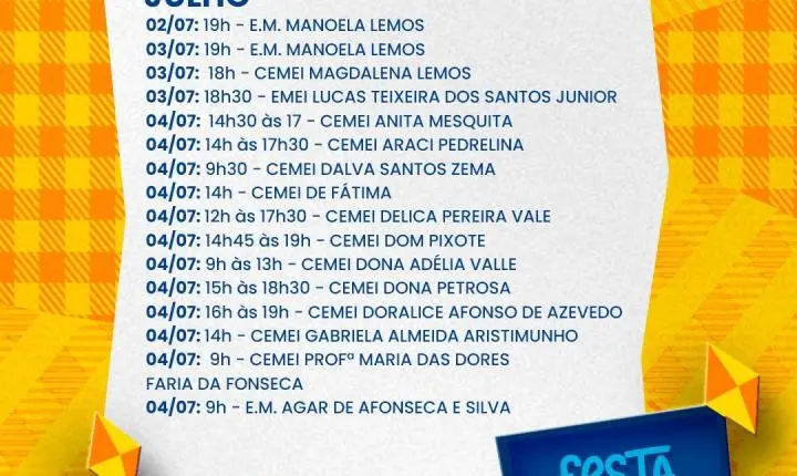 Festas juninas e julinas movimentam escolas da rede municipal de Araxá
