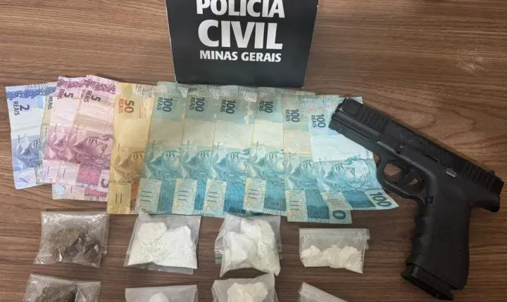 Homem é preso com drogas e réplica de arma em Araxá