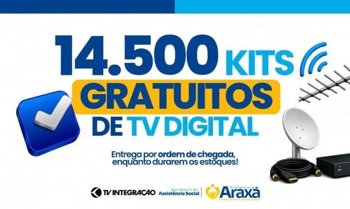 Moradores de Araxá receberão kits gratuitos de TV digital; veja como retirar
