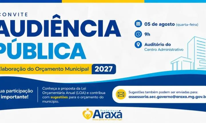 Prefeitura convida população para participar de audiência pública sobre o orçamento de 2027