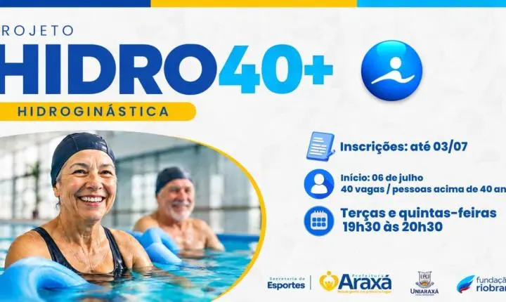 Prefeitura de Araxá abre inscrições para aulas gratuitas de hidroginástica para pessoas com mais de 40 anos