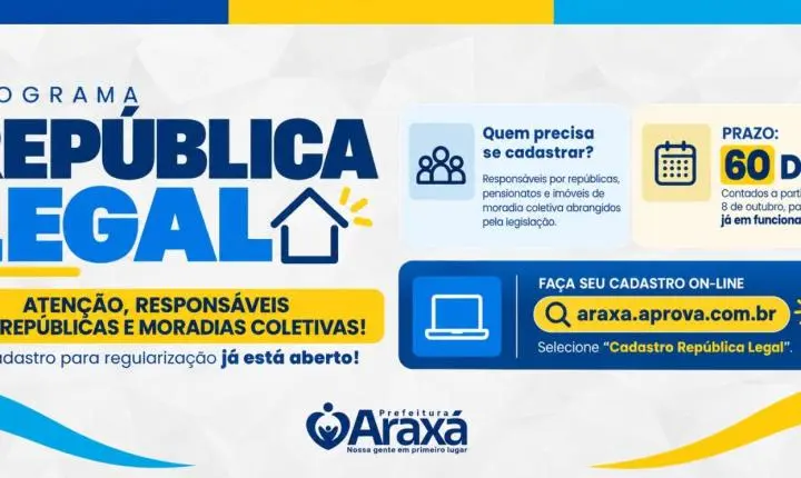 Responsáveis por repúblicas e moradias coletivas em Araxá têm 60 dias para solicitar regularização
